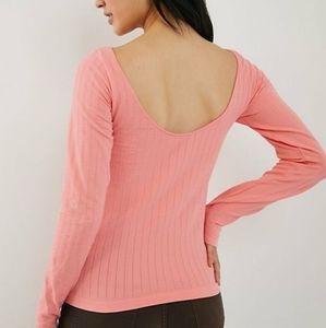 NWOT Anthropologie Aidy seamless scoop back top pink